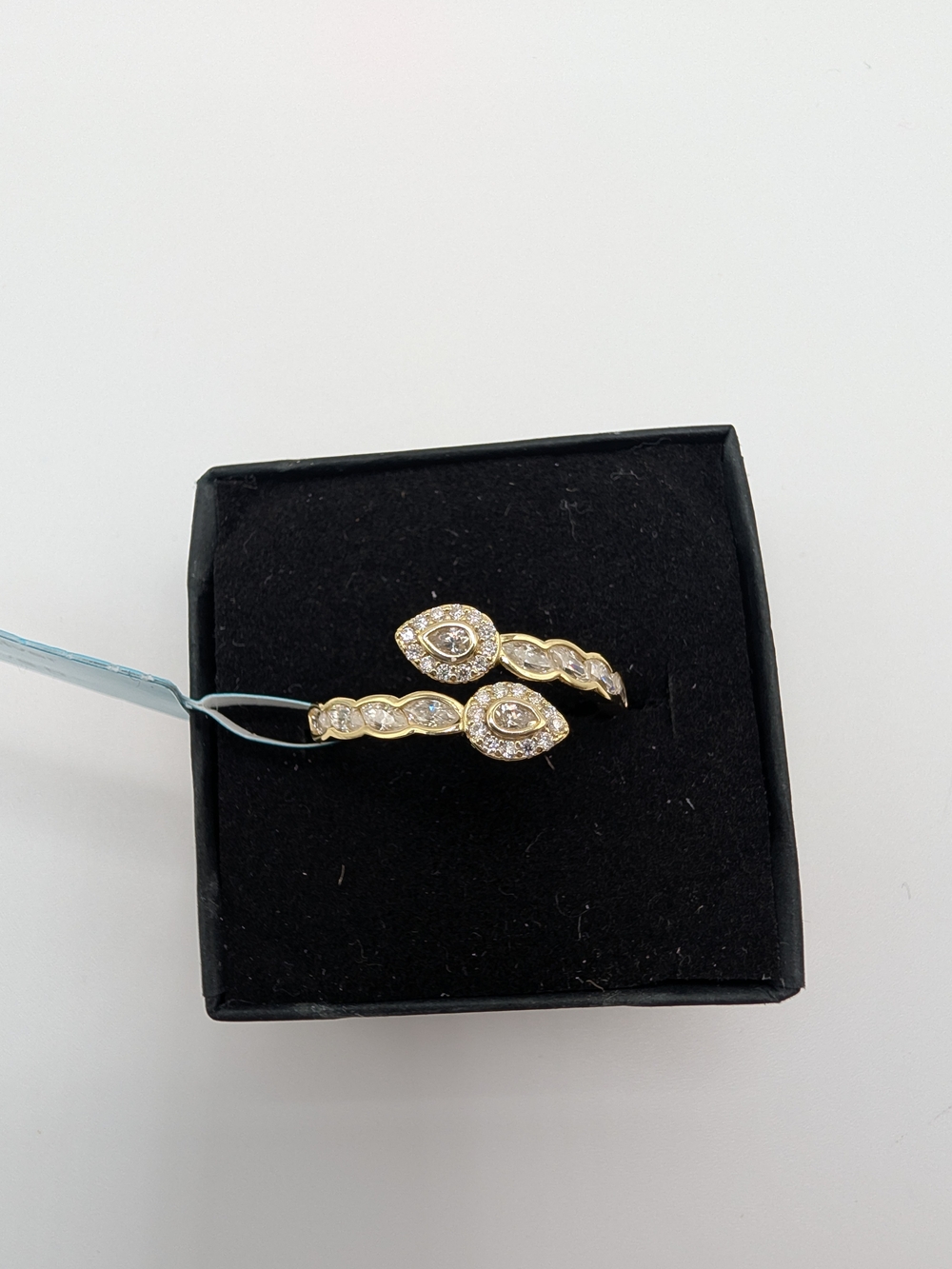 Moissanite Bypass Ring 18K Gold over 925 Sterling Silver Size 10 1.05 CTW VVS D